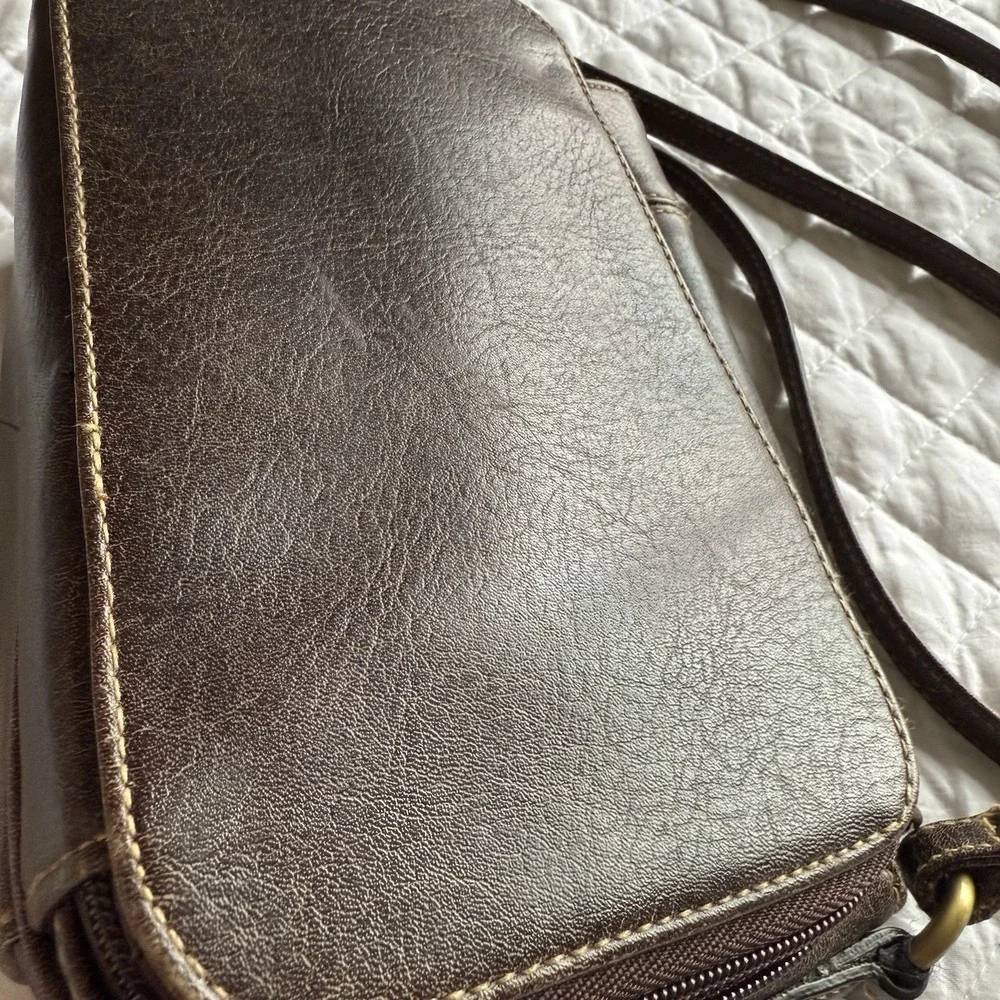 Q&A-Shoulder Bag-Purse-Vintage-Removable Organizer Wallet-Medium size-Brown‎ - Picture 8 of 14